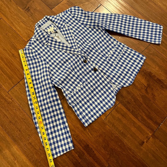 J. Crew Gingham Linen Schoolboy Blazer Jacket Sz 8 Petite - Picture 7 of 15